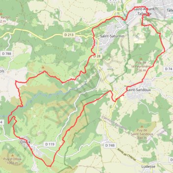 Itinéraire Boucle depuis Saint-Amant-Tallende, distance, dénivelé, altitude, carte, profil, trace GPS