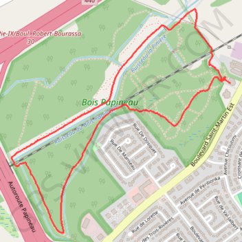 Itinéraire Promenade au parc de Laval, distance, dénivelé, altitude, carte, profil, trace GPS