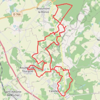 Itinéraire Randonnée au départ de Rouziers, distance, dénivelé, altitude, carte, profil, trace GPS
