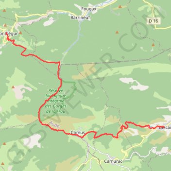 Itinéraire Etape3 Montségur - Belcaire, distance, dénivelé, altitude, carte, profil, trace GPS
