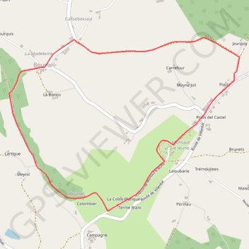 Itinéraire Bournel, la balade du Colombier - Pays du Dropt, distance, dénivelé, altitude, carte, profil, trace GPS