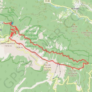 Itinéraire Le Ventoux - Corniche Nord, distance, dénivelé, altitude, carte, profil, trace GPS