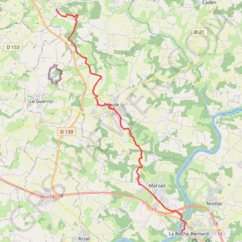 Itinéraire Coet-Bihan _ la Roche Bernard, distance, dénivelé, altitude, carte, profil, trace GPS