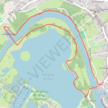 Itinéraire Les Bords de l'Oise et la Passerelle de l'Axe Majeur - Port-Cergy, distance, dénivelé, altitude, carte, profil, trace GPS