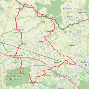 Itinéraire La Plaine de la Scarpe - Beuvry-la-Forêt, distance, dénivelé, altitude, carte, profil, trace GPS