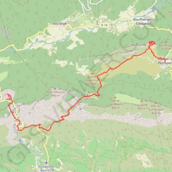 Itinéraire Pays Cathare J2, distance, dénivelé, altitude, carte, profil, trace GPS