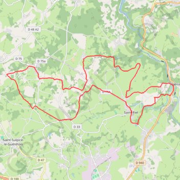Itinéraire Monts de Guéret, distance, dénivelé, altitude, carte, profil, trace GPS