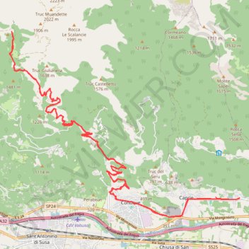 Itinéraire Novaretto, Mocchie, Sacrario Vaccherezza, distance, dénivelé, altitude, carte, profil, trace GPS