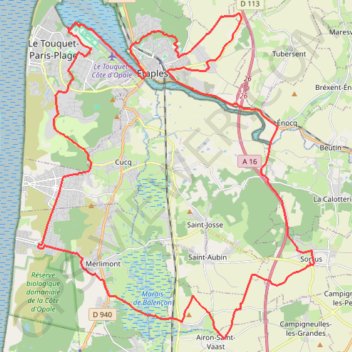 Itinéraire De Sorrus au Touquet, distance, dénivelé, altitude, carte, profil, trace GPS
