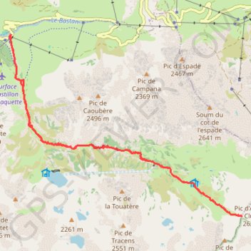 Itinéraire Col de Barèges - Aller retour du parking Tournaboup Barèges (65) au col, distance, dénivelé, altitude, carte, profil, trace GPS