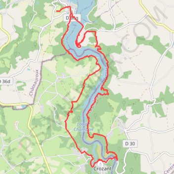 Itinéraire Demi tour du LAC d'EGUZON CHAMBON, distance, dénivelé, altitude, carte, profil, trace GPS