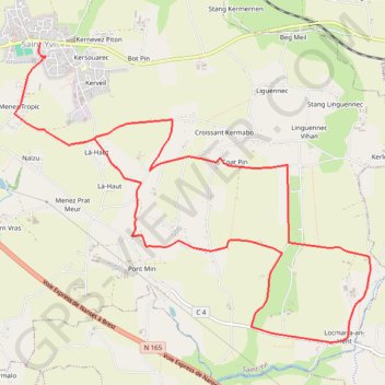 Itinéraire Saint-Yvi, distance, dénivelé, altitude, carte, profil, trace GPS
