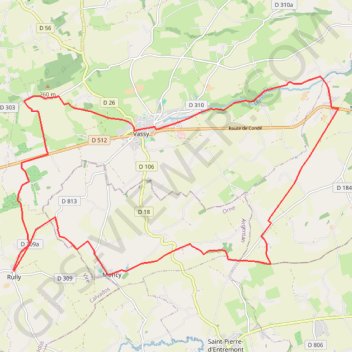 Itinéraire VTT RULLY, distance, dénivelé, altitude, carte, profil, trace GPS