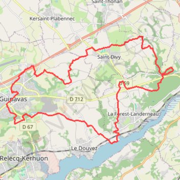 Itinéraire De Gupavas à la Forêt de Landerneau, distance, dénivelé, altitude, carte, profil, trace GPS