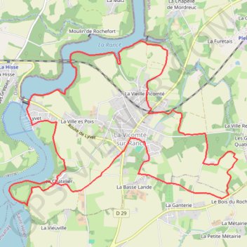 Itinéraire Les chemins du Prat et du Livet à La Vicomté-sur-Rance, distance, dénivelé, altitude, carte, profil, trace GPS