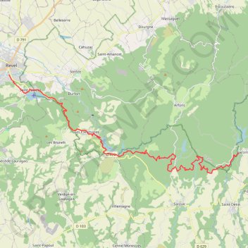 Itinéraire Revel - Alzeau (Canal du Midi), distance, dénivelé, altitude, carte, profil, trace GPS