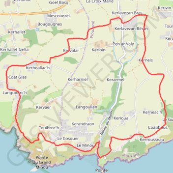 Itinéraire La pointe du Minou - Fort de Toulbroc'h, distance, dénivelé, altitude, carte, profil, trace GPS