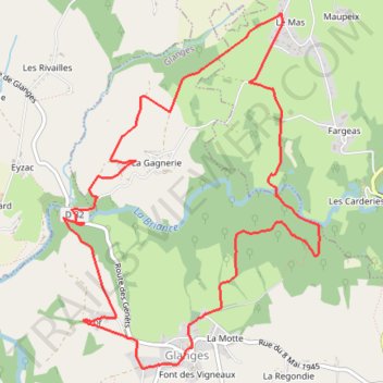 Itinéraire Loopi_Glanges_BoisJeansac, distance, dénivelé, altitude, carte, profil, trace GPS