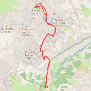 Itinéraire Lacs de Crupillouse - Col de Parières, distance, dénivelé, altitude, carte, profil, trace GPS