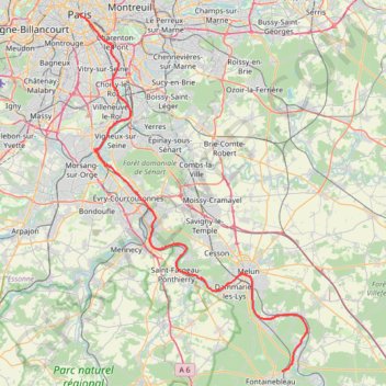 Itinéraire Les berges de la Seine de Paris à Fontainebleau - 19198 - UtagawaVTT.com, distance, dénivelé, altitude, carte, profil, trace GPS