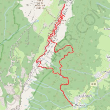 Itinéraire Pas de Montbrun (Chartreuse), distance, dénivelé, altitude, carte, profil, trace GPS