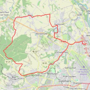 Itinéraire 1 - boucleDauxBouconne, distance, dénivelé, altitude, carte, profil, trace GPS