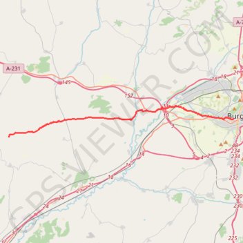 Itinéraire Burgos - Arroyo San Bol, distance, dénivelé, altitude, carte, profil, trace GPS