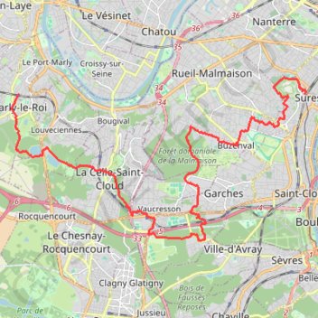 Itinéraire De Suresnes à Marly-Le-Roi, distance, dénivelé, altitude, carte, profil, trace GPS