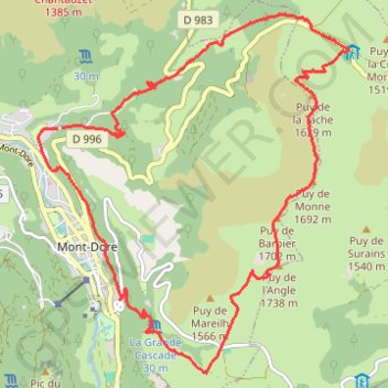 Itinéraire Randonnée des Cascades, distance, dénivelé, altitude, carte, profil, trace GPS