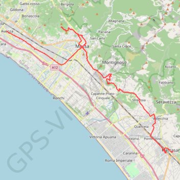 Itinéraire Via Francigena Avenza - Pietrasanta, distance, dénivelé, altitude, carte, profil, trace GPS