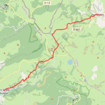Itinéraire GR65 de Nasbinals à Saint-Chély-d'Aubrac, distance, dénivelé, altitude, carte, profil, trace GPS