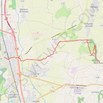 Itinéraire Saint-Amadou - Pamiers (Grande Traversée), distance, dénivelé, altitude, carte, profil, trace GPS
