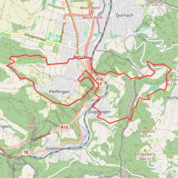 Itinéraire Aesch, distance, dénivelé, altitude, carte, profil, trace GPS