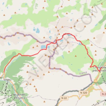 Itinéraire Du Val d'Inclès (Andorre) à l'Hospitalet, distance, dénivelé, altitude, carte, profil, trace GPS