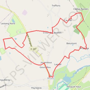 Itinéraire Rives, une balade aux portes du Périgord - Pays du Dropt, distance, dénivelé, altitude, carte, profil, trace GPS