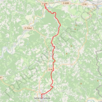 Itinéraire Sarlat-la-Cadéna / Le Lardin-Saint-Lazare, distance, dénivelé, altitude, carte, profil, trace GPS