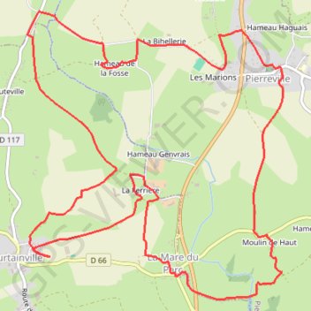 Itinéraire Pierreville (50340), distance, dénivelé, altitude, carte, profil, trace GPS