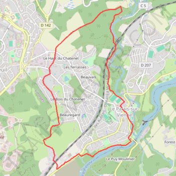Itinéraire Loopi_PalaisSurVienne_Palaisienne, distance, dénivelé, altitude, carte, profil, trace GPS