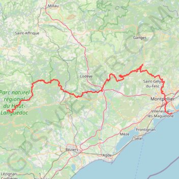 Itinéraire La Roque - Palavas, distance, dénivelé, altitude, carte, profil, trace GPS
