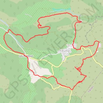 Itinéraire Boucle autour de Feuilla, distance, dénivelé, altitude, carte, profil, trace GPS
