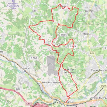 Itinéraire Randonnée à Lozanne, distance, dénivelé, altitude, carte, profil, trace GPS