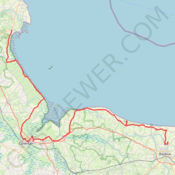Itinéraire Bayeux à Saint vaast la hougue, distance, dénivelé, altitude, carte, profil, trace GPS