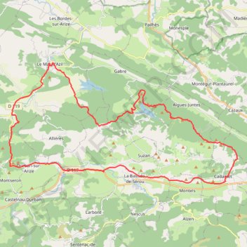 Itinéraire Le Mas d'Azil - Cadarcet - Voie verte - Le Mas d'Azil, distance, dénivelé, altitude, carte, profil, trace GPS