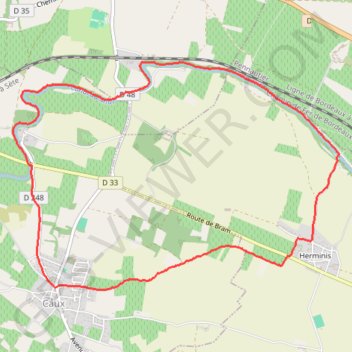 Itinéraire Caux, Sauzens, Herminis en cheminant au bord du Canal du Midi, distance, dénivelé, altitude, carte, profil, trace GPS