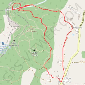Itinéraire Circuit depuis Saint-Julien, distance, dénivelé, altitude, carte, profil, trace GPS