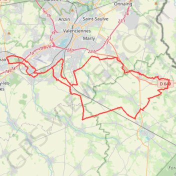 Itinéraire Direction Le Quesnoy - Denain, distance, dénivelé, altitude, carte, profil, trace GPS