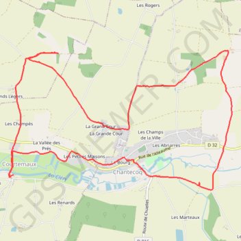 Itinéraire Coutemaux-Chantecoq-Coutemaux (Loiret 45), distance, dénivelé, altitude, carte, profil, trace GPS