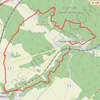 Itinéraire Sainte-Mesme, distance, dénivelé, altitude, carte, profil, trace GPS