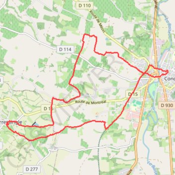 Itinéraire De Condom à Larressingle, distance, dénivelé, altitude, carte, profil, trace GPS