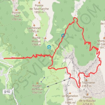 Itinéraire Tournette, distance, dénivelé, altitude, carte, profil, trace GPS